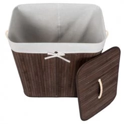 Tectake Paniers Et Corbeilles Panier à Linge Bambou Rectangulaire Marron -Rangements déco Soldes panier a linge bambou rectangulaire marron 2