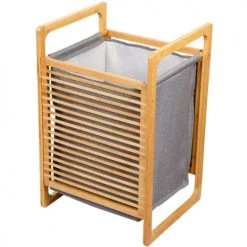 Kitchen Move Paniers Et Corbeilles Panier à Linge Bois Naturel Gris H60cm