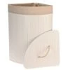 Wadiga Paniers Et Corbeilles Panier à Linge D'angle Blanc En Bambou Et Intérieur Amovible En Coton -Rangements déco Soldes panier a linge d angle blanc en bambou et interieur amovible en coton
