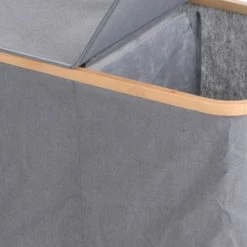 Wadiga Paniers à Linge Panier à Linge Double Compartiment Tissu Gris Et Bambou -Rangements déco Soldes panier a linge double compartiment tissu gris et bambou 2
