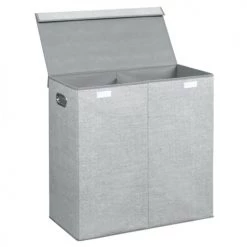 IDesign Paniers Et Corbeilles Panier à Linge Double Compartiments - Gris
