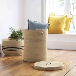 Casatera Paniers à Linge Panier à Linge En Jonc De Mer Marron -Rangements déco Soldes panier a linge en jonc de mer marron 3