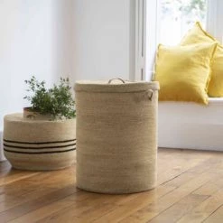 Casatera Paniers à Linge Panier à Linge En Jonc De Mer Marron -Rangements déco Soldes panier a linge en jonc de mer marron 4