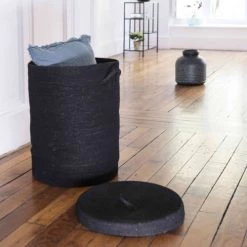 Casatera Paniers Et Corbeilles Panier à Linge En Jonc De Mer Noir -Rangements déco Soldes panier a linge en jonc de mer noir 3