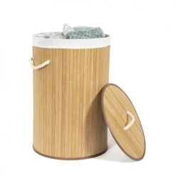 Compactor Paniers Et Corbeilles Panier à Linge En Lattes De Bambou H60cm -Rangements déco Soldes panier a linge en lattes de bambou h60cm 3