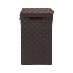 Compactor Paniers à Linge Panier à Linge En Sangles Tressées Marron H50cm -Rangements déco Soldes panier a linge en sangles tressees marron h50cm 2