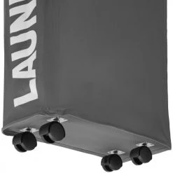 Tectake Paniers Et Corbeilles Panier à Linge étroit Sur Roulettes Gris Foncé -Rangements déco Soldes panier a linge etroit sur roulettes gris fonce 5