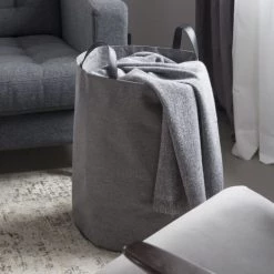 Casâme Paniers Et Corbeilles Panier à Linge Haut Avec Poignées D40 Cm - Gris -Rangements déco Soldes panier a linge haut avec poignees d40 cm gris 3