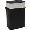 Wadiga Paniers Et Corbeilles Panier à Linge Noir En Bambou Et Intérieur Amovible En Coton -Rangements déco Soldes panier a linge noir en bambou et interieur amovible en coton