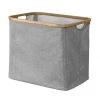 Casâme Paniers Et Corbeilles Panier à Linge Pliable Cadre Bambou Coloris Gris -Rangements déco Soldes panier a linge pliable cadre bambou coloris gris