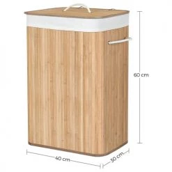 Calicosy Paniers Et Corbeilles Panier à Linge Pliable En Bambou - L40 X H60 Cm - Marron -Rangements déco Soldes panier a linge pliable en bambou l40 x h60 cm marron 2