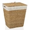 Wadiga Paniers à Linge Panier à Linge Rectangulaire En Rotin Et Intérieur En Lin -Rangements déco Soldes panier a linge rectangulaire en rotin et interieur en lin