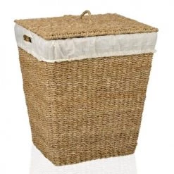 Wadiga Paniers à Linge Panier à Linge Rectangulaire En Rotin Et Intérieur En Lin