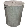 Home Bain Paniers Et Corbeilles Panier à Linge Rond Avec Couvercle Gris -Rangements déco Soldes panier a linge rond avec couvercle gris