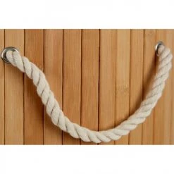 Wadiga Paniers à Linge Panier à Linge Rond En Bambou Et Intérieur Amovible En Coton H60cm -Rangements déco Soldes panier a linge rond en bambou et interieur amovible en coton h60cm 2