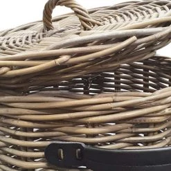 Meubletmoi Paniers Et Corbeilles Panier à Linge Rond En Kubu Tressé Et Poignées Simili Cuir -Rangements déco Soldes panier a linge rond en kubu tresse et poignees simili cuir 8