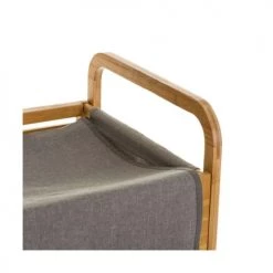Casaselección Paniers à Linge Panier à Linge Tissu Gris Et Bambou - 40.5x35x60.5cm -Rangements déco Soldes panier a linge tissu gris et bambou 40 5x35x60 5cm 2