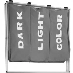 Tectake Paniers Et Corbeilles Panier à Linge Triple Gris Foncé -Rangements déco Soldes panier a linge triple gris fonce 4