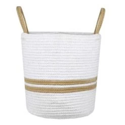 Stof Paniers Et Corbeilles Panier En Coton Kaki -Rangements déco Soldes panier en coton blanc 7