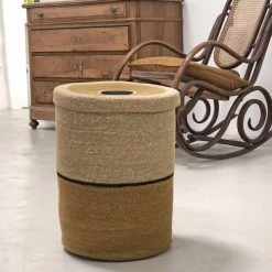 Casatera Paniers à Linge Panier Jonc De Mer Bandes Colorées Marron 7 Casatera Paniers à Linge Panier Jonc De Mer Bandes Colorées Marron -Rangements déco Soldes panier jonc de mer bandes colorees marron 2