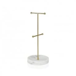 Wadiga Rangements à Bijoux Porte Bijoux à Poser En Métal Doré Et Polyrésine Effet Marbre Blanc