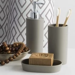 Guy Levasseur Rangements Salle De Bain Porte Brosse à Dents En Plastique Taupe -Rangements déco Soldes porte brosse a dents en plastique taupe 2