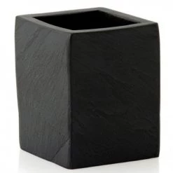 Wadiga Rangements Salle De Bain Porte Brosse à Dents En Polyrésine Noire Effet Ardoise