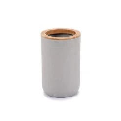 Wadiga Rangements Salle De Bain Porte Brosse à Dents Noir Et Bambou -Rangements déco Soldes porte brosse a dents gris et bambou 1