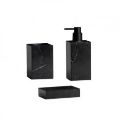Wadiga Rangements Salle De Bain Porte Brosse à Dents Rectangulaire En Marbre Noir -Rangements déco Soldes porte brosse a dents rectangulaire en marbre noir 2