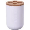 Wadiga Rangements Salle De Bain Porte Brosses à Dents Blanc Et Bambou - 7x11cm -Rangements déco Soldes porte brosses a dents blanc et bambou 7x11cm