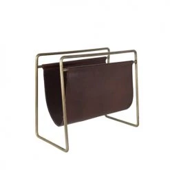 Dutchbone Porte-revues Et Caisses Porte Revues Vintage Cuir Et Métal Marron