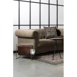 Dutchbone Porte-revues Et Caisses Porte Revues Vintage Cuir Et Métal Marron -Rangements déco Soldes porte revues vintage cuir et metal marron 3