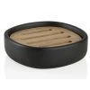 Wadiga Rangements Salle De Bain Porte Savon En Céramique Noire Et Acacia -Rangements déco Soldes porte savon en ceramique noire et acacia