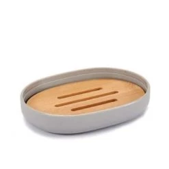 Wadiga Rangements Salle De Bain Porte Savon Gris Et Bambou -Rangements déco Soldes porte savon gris et bambou 3