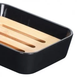 Wadiga Rangements Salle De Bain Porte Savon Noir Et Bambou - 12x9x2.8cm -Rangements déco Soldes porte savon noir et bambou 12x9x2 8cm 2