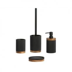 Wadiga Rangements Salle De Bain Porte Savon Polyrésine Noir Et Acacia 14x9,5x3cm -Rangements déco Soldes porte savon polyresine noir et acacia 14x9 5x3cm 3