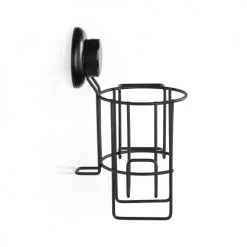 Compactor Rangements Salle De Bain Porte Sèche-cheveux à Ventouse Noir -Rangements déco Soldes porte seche cheveux a ventouse noir 2