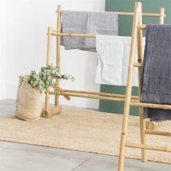 Casatera Rangements Salle De Bain Porte-serviette En Bambou Bois Clair -Rangements déco Soldes porte serviette en bambou bois clair 3