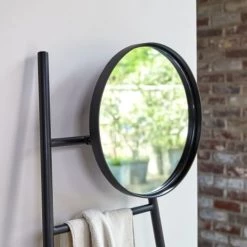 Tikamoon Rangements Salle De Bain Porte Serviette En Métal Avec Miroir -Rangements déco Soldes porte serviette en metal avec miroir 1