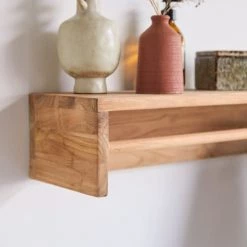 Tikamoon Rangements Salle De Bain Porte Serviette Mural En Teck Massif 100 Cm -Rangements déco Soldes porte serviette mural en teck massif 100 cm 1