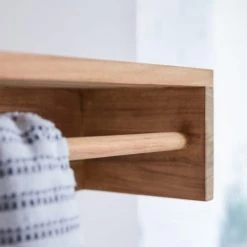 Tikamoon Rangements Salle De Bain Porte Serviette Mural En Teck Massif 100 Cm -Rangements déco Soldes porte serviette mural en teck massif 100 cm 4