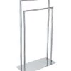 Wadiga Rangements Salle De Bain Porte-serviettes à Poser Double En Métal Chromé -Rangements déco Soldes porte serviettes a poser double en metal chrome