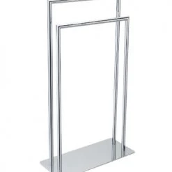 Wadiga Rangements Salle De Bain Porte-serviettes à Poser Double En Métal Chromé