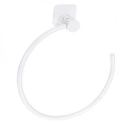 Wadiga Rangements Salle De Bain Porte-serviettes Anneau En Métal Blanc - 18x18cm