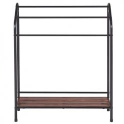 Beliani Rangements Salle De Bain Porte-serviettes Avec étagère 72 X 85 Cm Noir Et Bois Foncé -Rangements déco Soldes porte serviettes avec etagere 72 x 85 cm noir et bois fonce 2