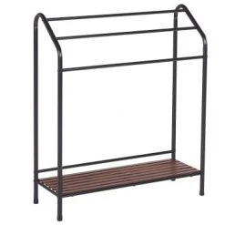 Beliani Rangements Salle De Bain Porte-serviettes Avec étagère 72 X 85 Cm Noir Et Bois Foncé