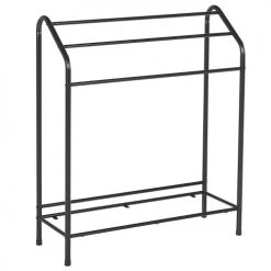 Beliani Rangements Salle De Bain Porte-serviettes Avec étagère 72 X 85 Cm Noir Et Bois Foncé -Rangements déco Soldes porte serviettes avec etagere 72 x 85 cm noir et bois fonce 3