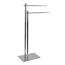 Wadiga Rangements Salle De Bain Porte-serviettes Sur Pied En Métal Chromé 2 Bras