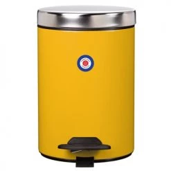 Rossignol Rangements Salle De Bain Poubelle 3L DUO En Métal Jaune Moutarde