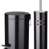 Wadiga Rangements Salle De Bain Poubelle De Salle De Bain 3L + Brosse WC Métal Noir -Rangements déco Soldes poubelle de salle de bain 3l brosse wc metal noir